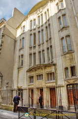 Le Marais is a Paris Jewish quarter and this fenced building is one of the many Jewish building